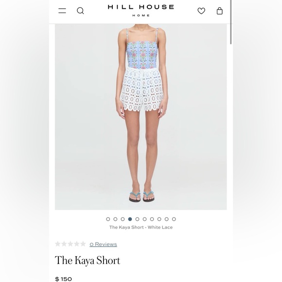 NWT Hill House - Kaya shorts size Large in “White Lace.”